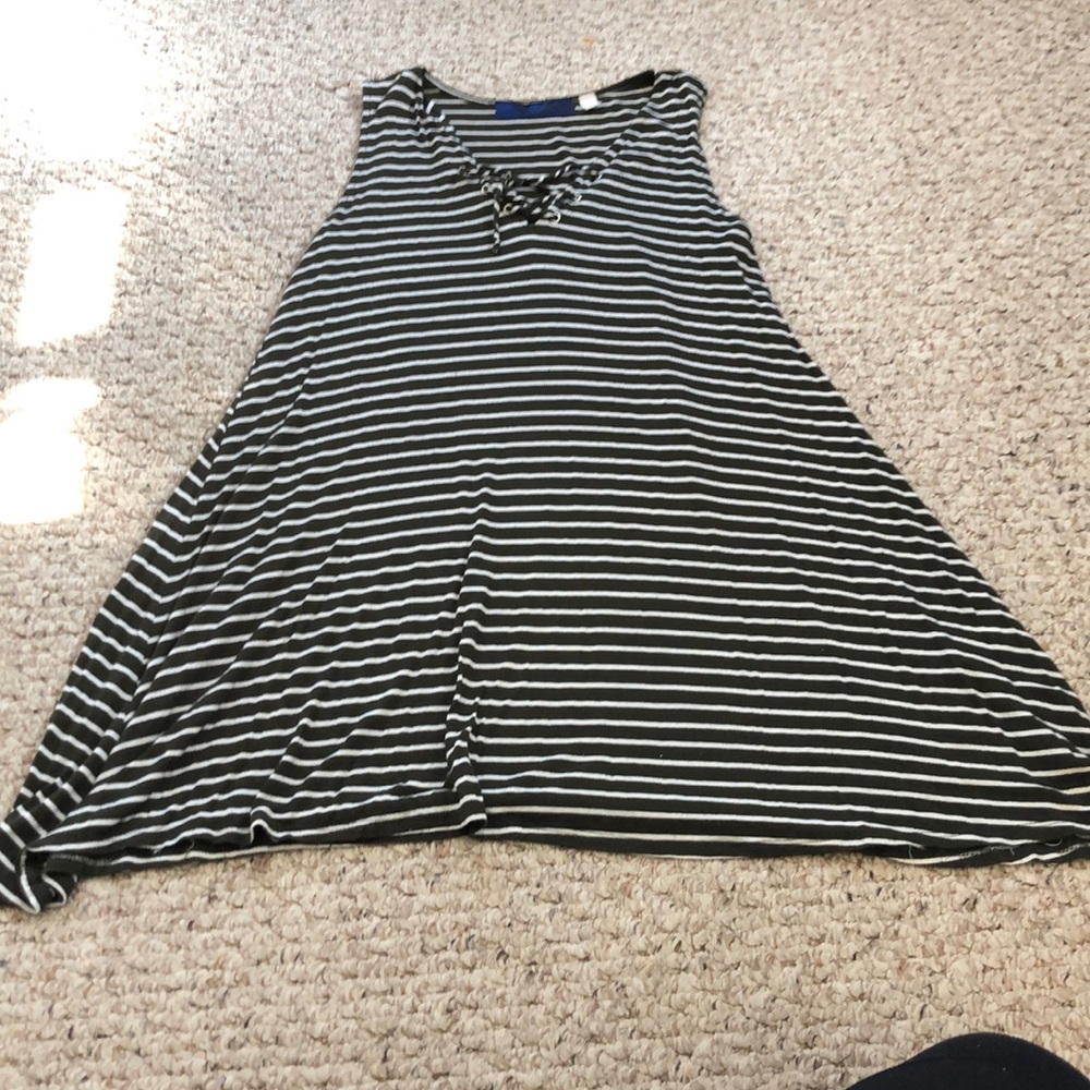 Straight green and white stripped dress